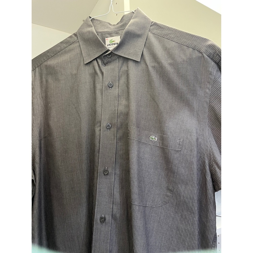 2 Lacoste Men's 42 Dress Shirt Striped Long Sleeve Collared Button Up - Picture 7 of 7